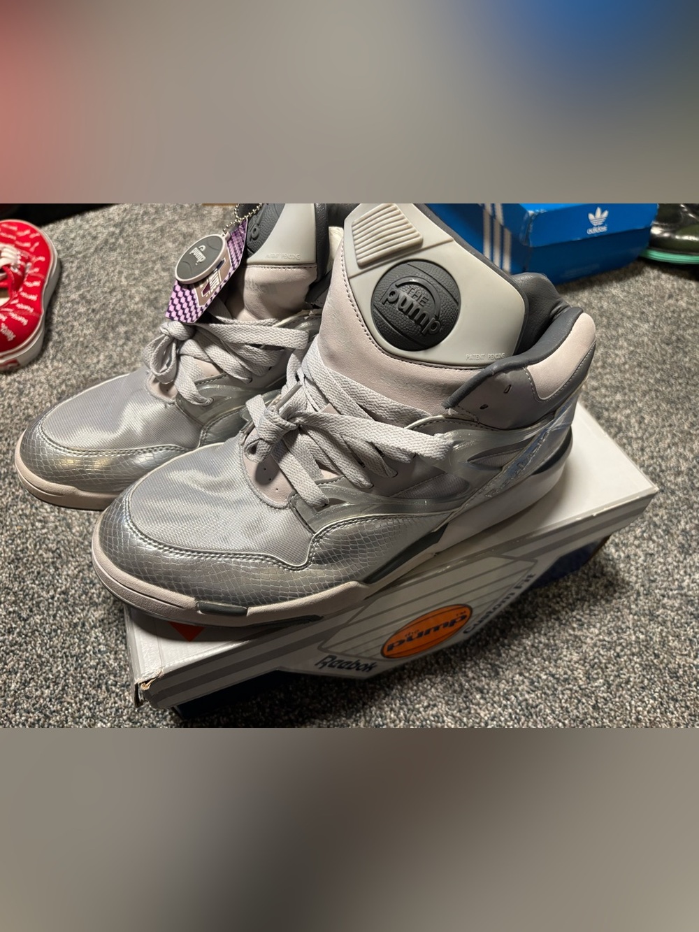 Reebok Pump Omni Zone II Gray and Silver High-Top Sneakers